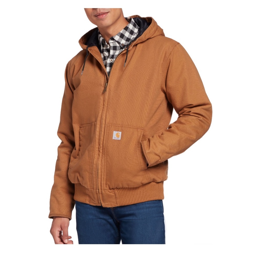Carhartt Men's Brown Duck Hooded Work Jacket